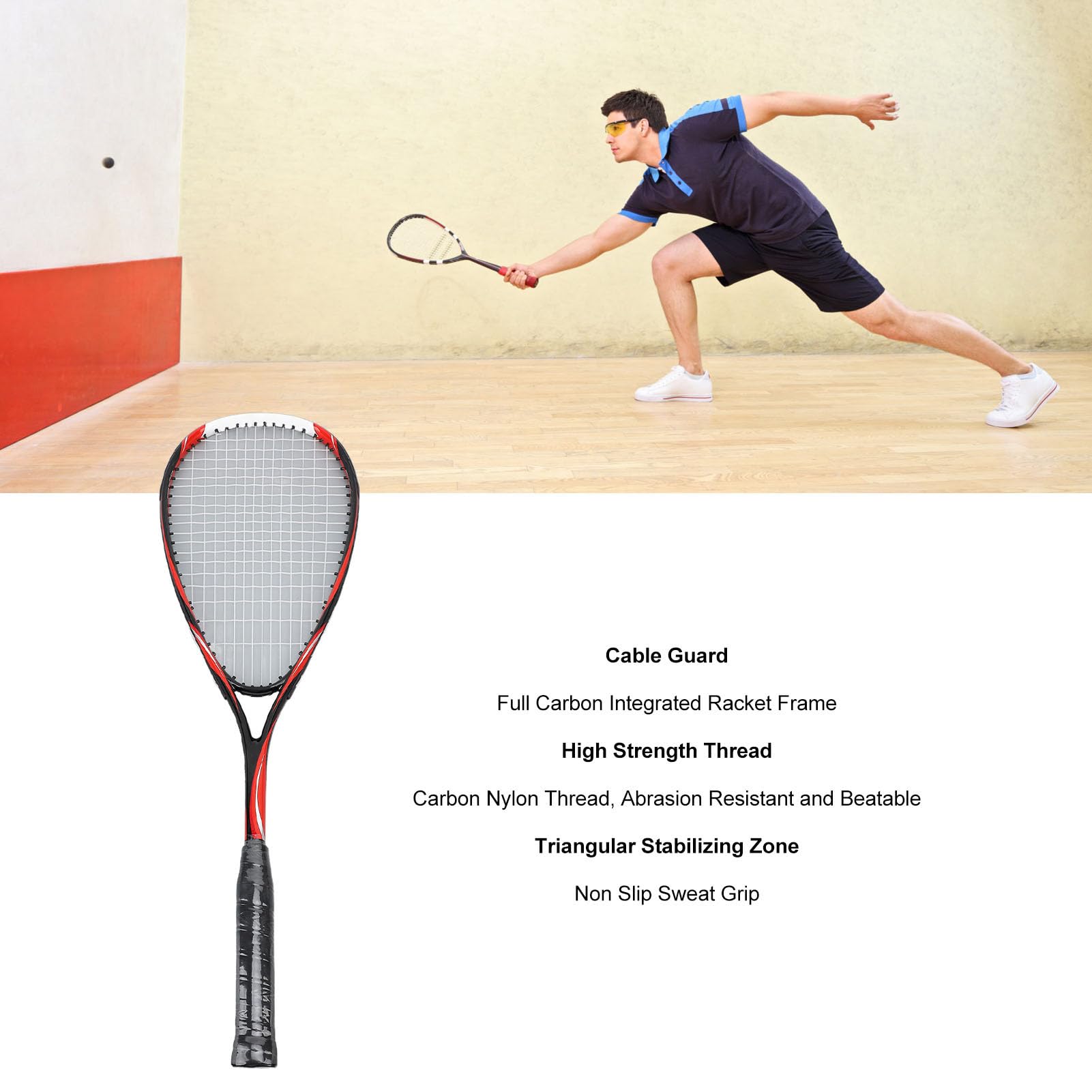 Airshi Squash Racket, Durable and Comfortable Heavy Duty Training Squash Racket for Parks (Pink), Airshigg5ohsnuxq-12