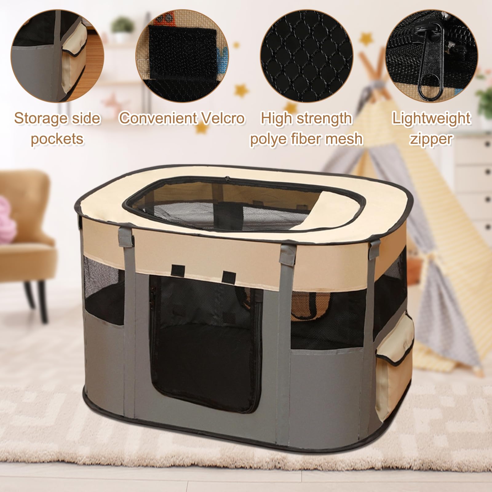 EUBSWA Recinto per cuccioli, 80x60x55cm Recinto per animali domestici per cani, gatti, conigli e piccoli animali per interni ed esterni