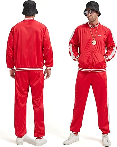 Miniatura 5 de Deaboat Chándal de los años 80 para hombre, traje retro rompevientos de los años 90 para hombre, ropa deportiva, hip hop, discoteca, disfraz