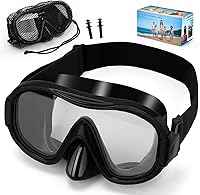 iGym Anti-Fog Diving Mask: Professional Snorkel Goggles with Anti-Leak Soft Knitted Strap, Tempered Glass Lens & Mesh Bag