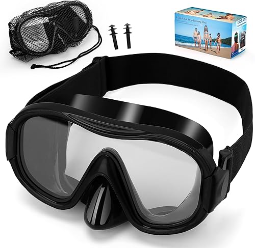 Máscara de buceo, gafas de esnórquel antivaho profesionales, máscara de natación antifugas con correa ajustable suave y bolsa de malla, tapón para