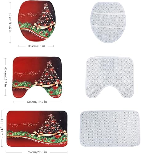 Miniatura 6 de Juego de cortinas de ducha navideñas con alfombrilla de baño (árbol de Navidad)