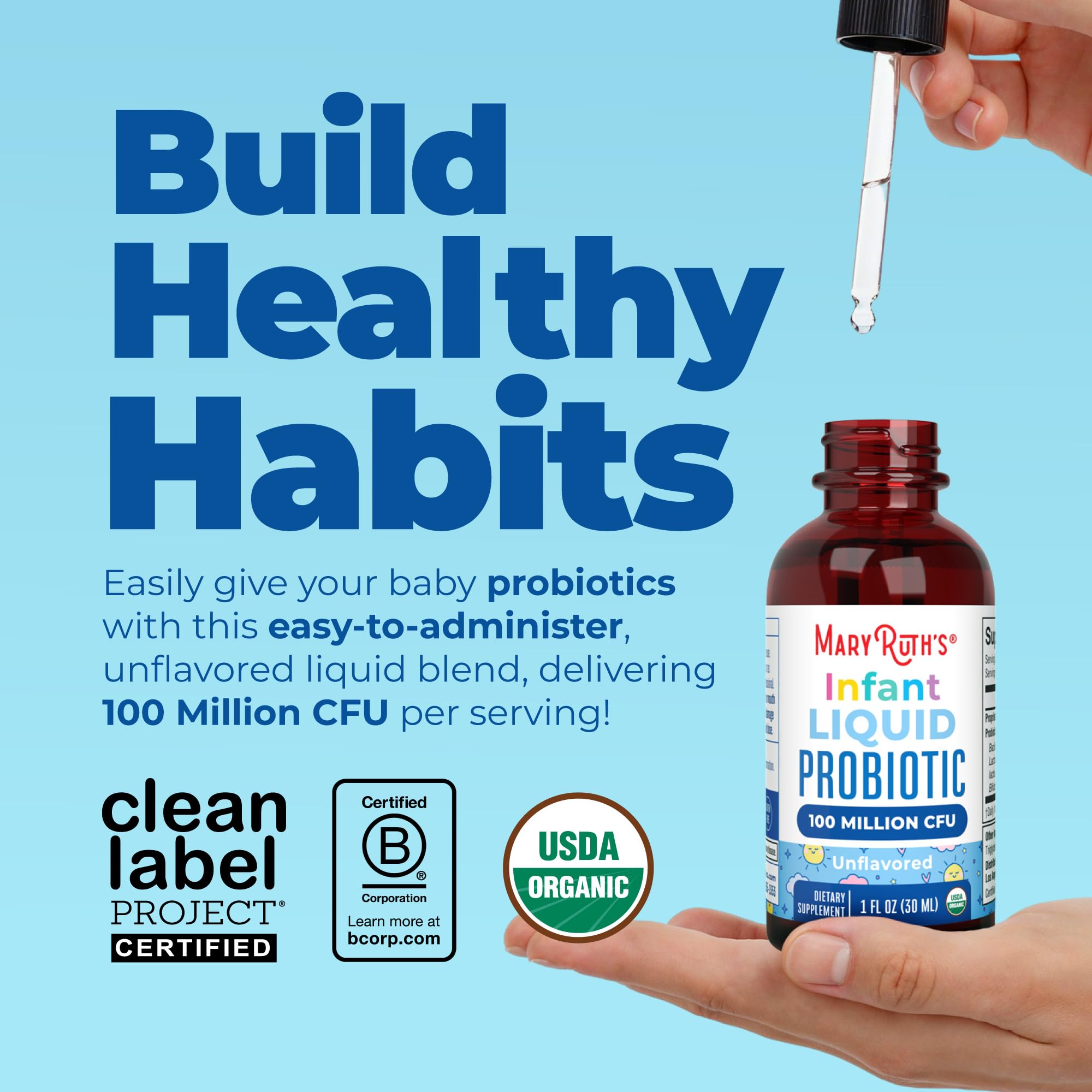 MaryRuth's Organic Infant Liquid Probiotic Drops, Ages 6-12 Months, 1 oz — Amazon image 2