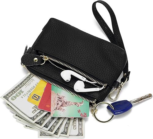 Miniatura 3 de ZOOEASS Monedero de cuero para mujer,Gran apertura para fácil acceso,Con correa de muñeca, Negro -, Monederos