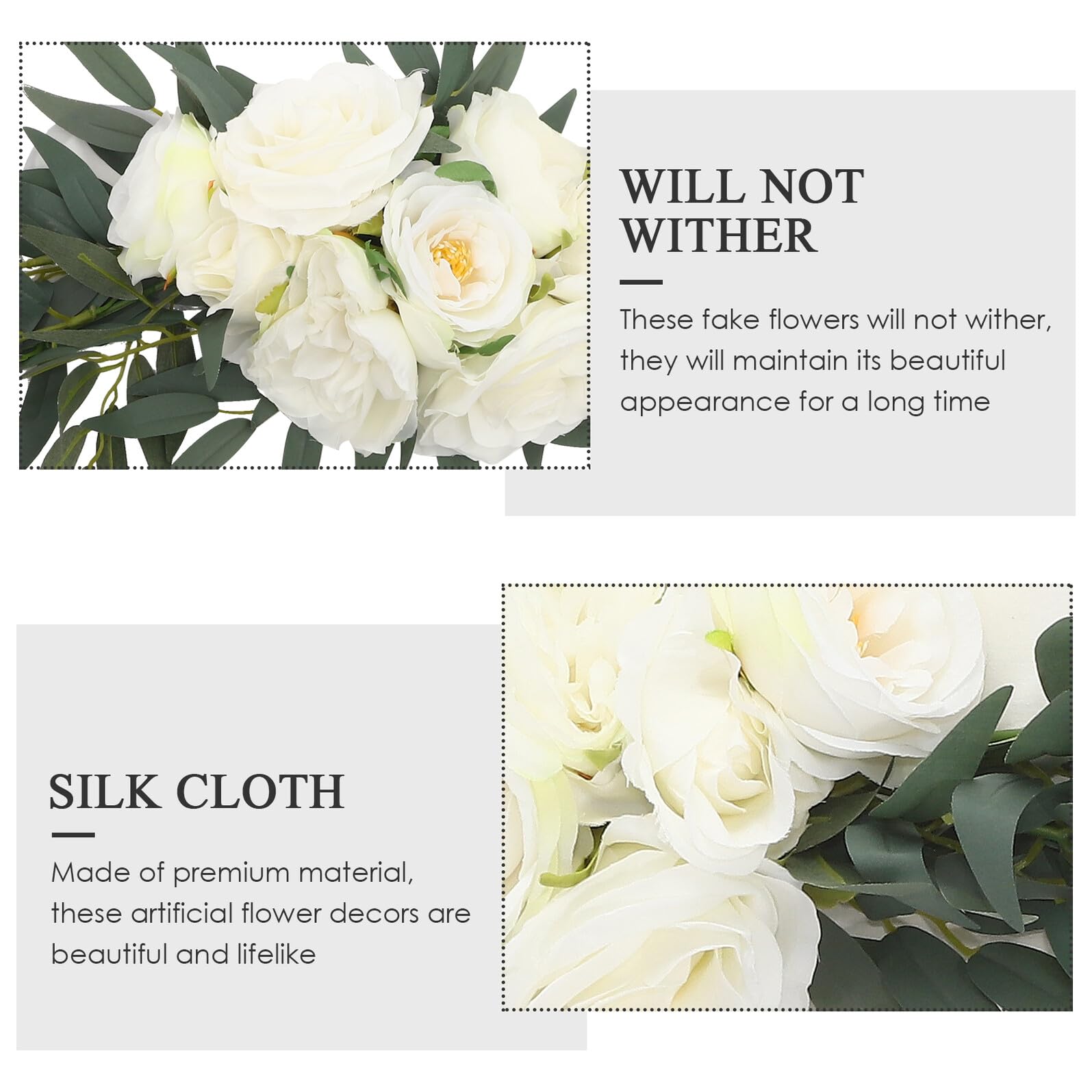 GALPADA Flores Artificiales de Tela White 2 Piezas para Decoración de Bodas y Oficinas, Resistentes al Polvo No se Marchitan, Ideales para Fiestas