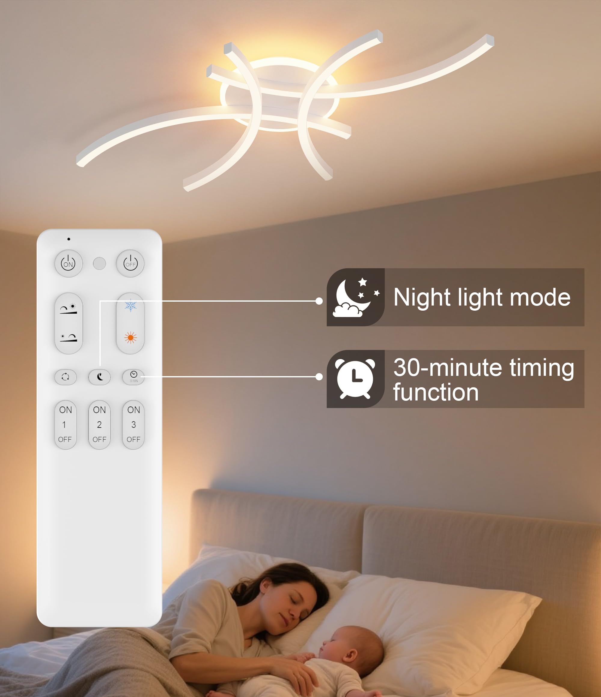 Lampa sufitowa LED do ściemniania, nowoczesny salon z funkcją pamięci 15 W Φ56 cm 3000-6000K, płatki kwiatów oświetlenie sypialni