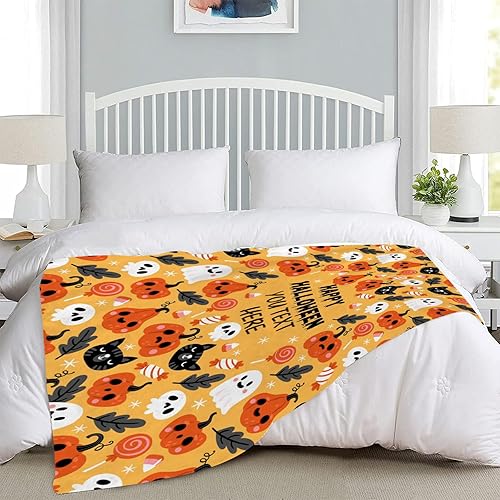 Miniatura 6 de Manta de Halloween personalizada con calabaza, manta de franela suave, decoración de Halloween para sofá, sala de estar, dormitorio, regalos