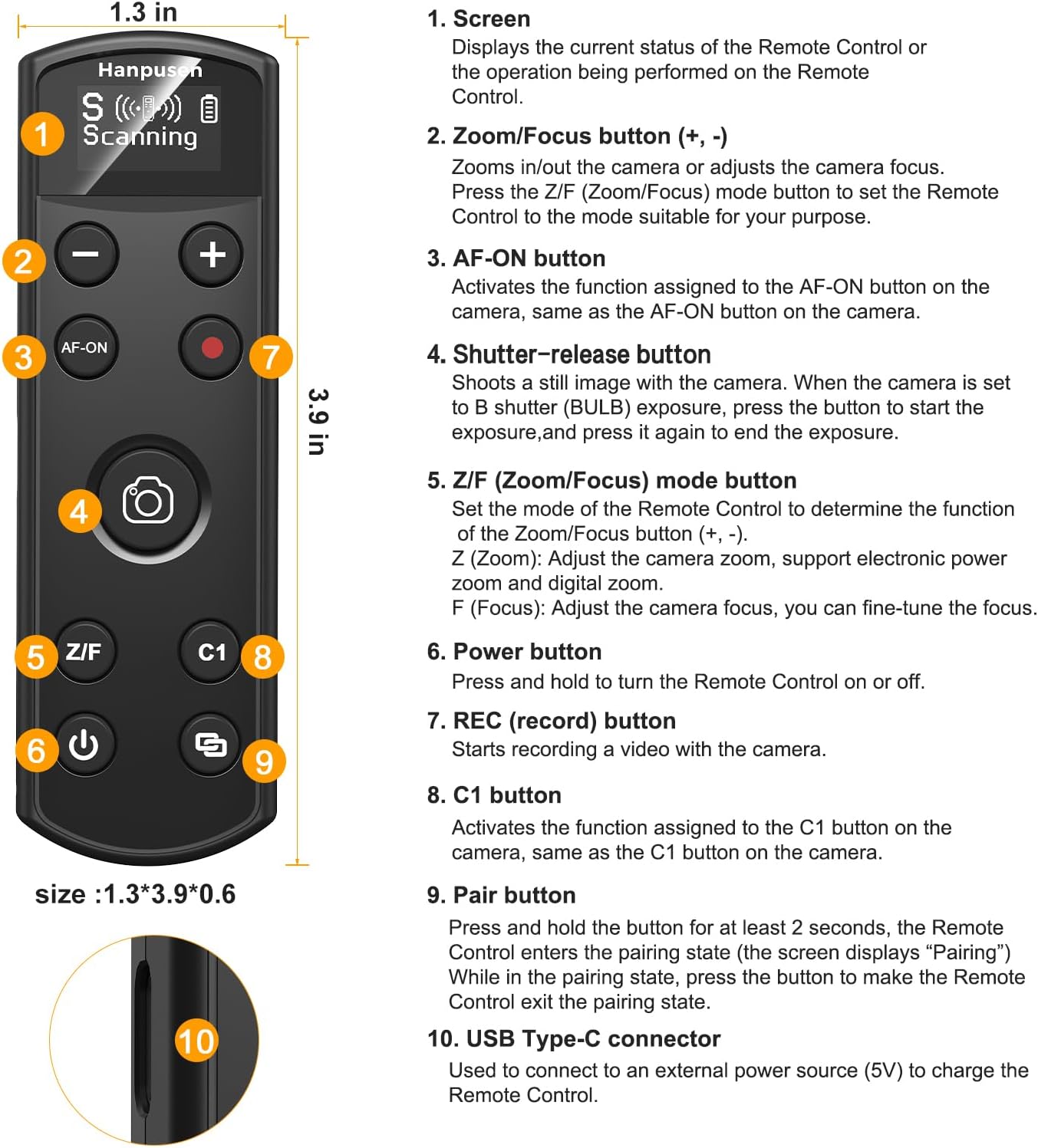 for Sony Rechargeable Wireless Remote Control - Camera Remote Shutter Release with Zoom Focus Compatible with Sony ZV-1/ZV-E10/ZV-1F/ZV-E1/A6100/A6400/A6600/A6700/A7R V/A7 IV/A7 III/A9 II, Black