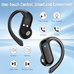 Open Ear Headphones, Bluetooth 5.4 Wireless Earbuds with Earhooks, 42H Playtime Air Conduction Earphones with LED Display, IPX7 Waterproof ENC Mic Sports Headset for Running Workout, Black