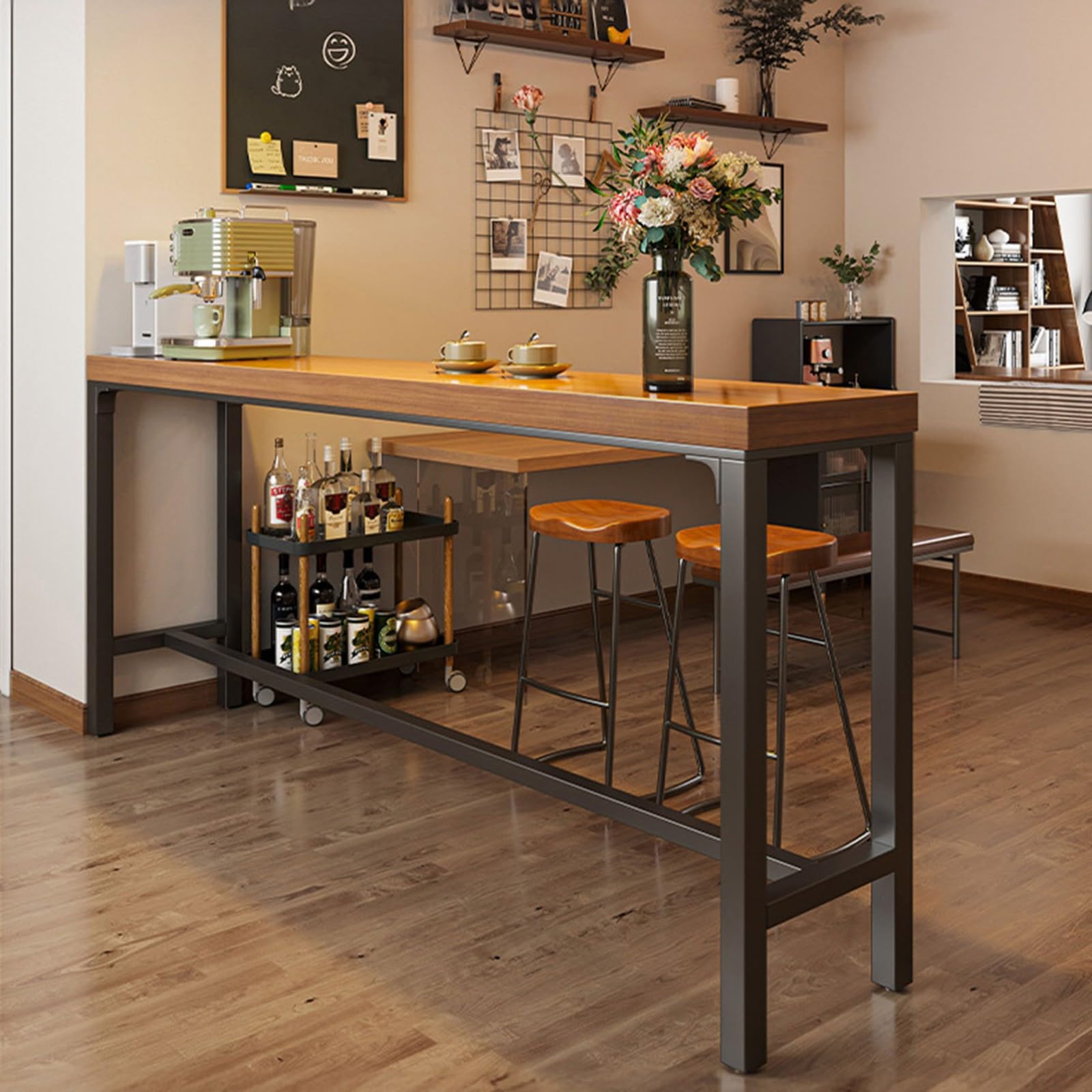 Bartisch Stehtisch Konsolentisch Aus Massivholz Schmaler Konsolentisch Für Küche Café Hinter Dem Sofa In Kleinen Räumen Ohne Stühle A,120 * 40 * 75
