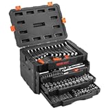 VEVOR Mechanics Tool Set and Socket Set&comma; 1&sol;4" 3&sol;8" 1&sol;2" Drive Deep and Standard Sockets&comma; 450 Pcs SAE and Metric Mechanic Tool Kit with Bits&comma; Combination Wrench&comma; Hex Wrenches&comma; Accessories&comma; Storage Case