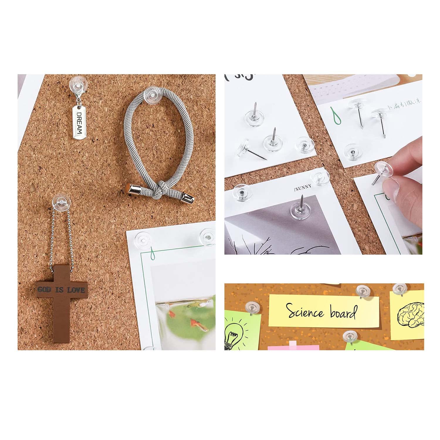 Skythrive Punaises Tableau Liège, 100 PCS Transparentes