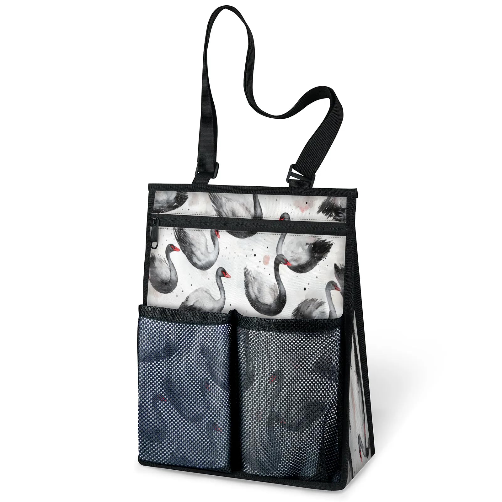 Ourtheme Swans Pattern Portable Shower Bag for Travel Gym Camp Beach Tote Shower Caddy Bags Hanging Toiletry Organizer