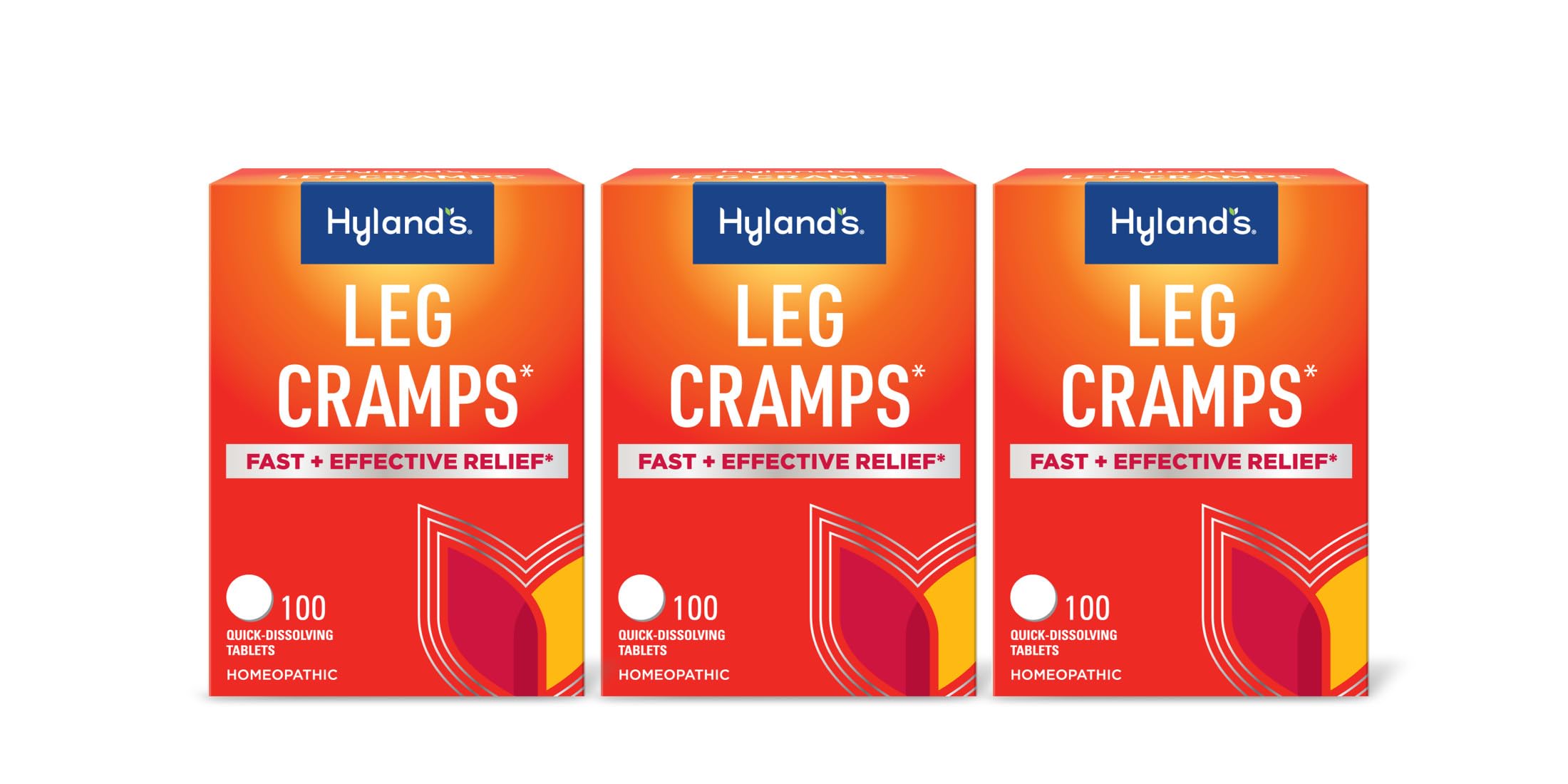 Hyland's Leg Cramps, Relief of Leg, Calf, Charley Horses, and Foot Cramps, 100 Quick-Dissolving Tablets 3-Pack (300 Total)
