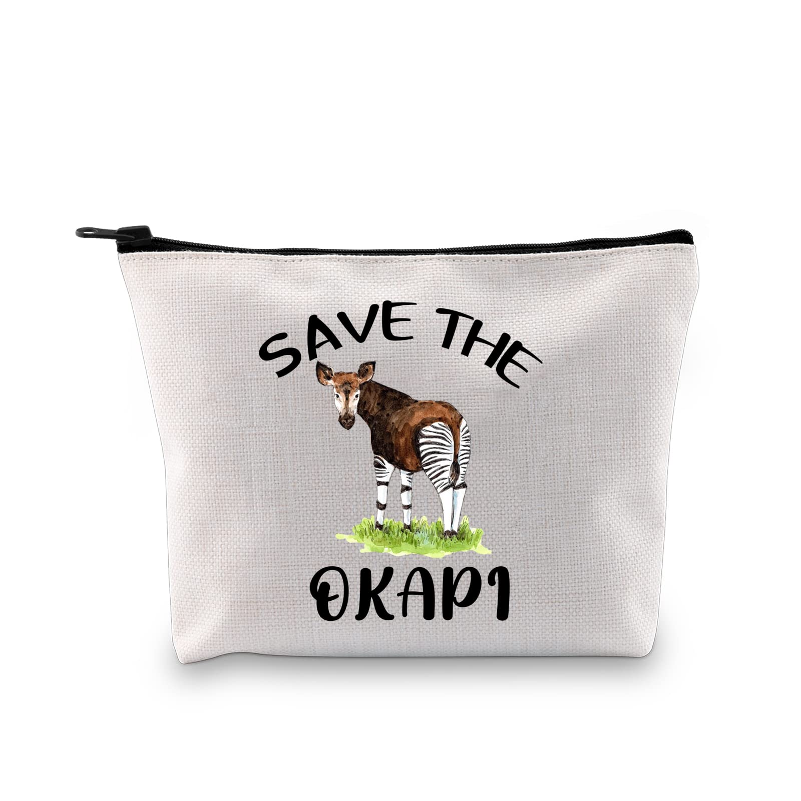PYOUL Okapi Lover Gift Save The Okapi Makeup Bag Who Loves Okapis Cosmetic Bag Zookeeper Zoo Animal Lover Gift Travel Pouch (Save T Okapi B EU)