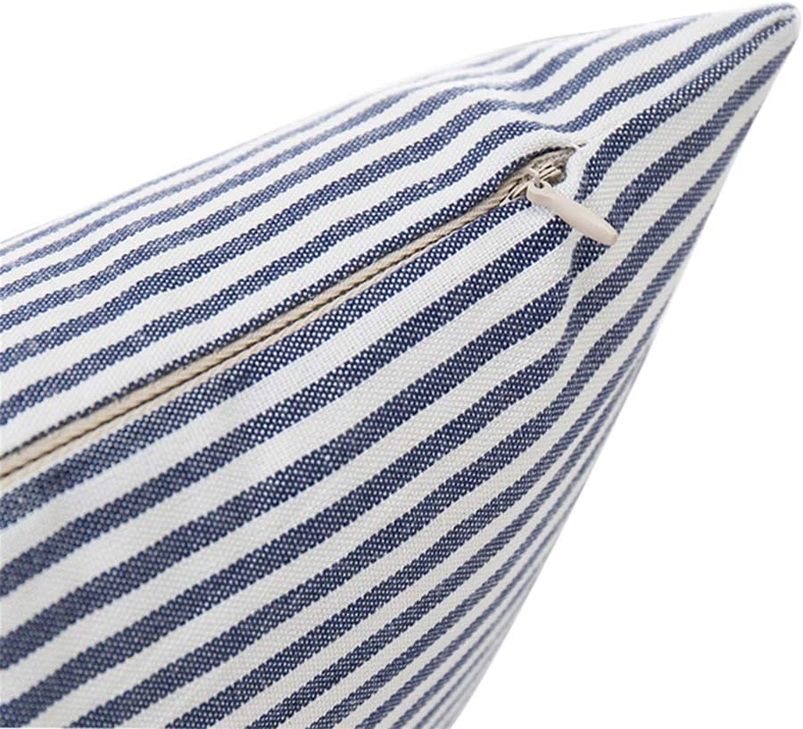 HOPLEE Farmhouse Pillow Covers 20x20 Navy Blue Pillow Cover with Buffalo Checker & Stripe Design Set of 4