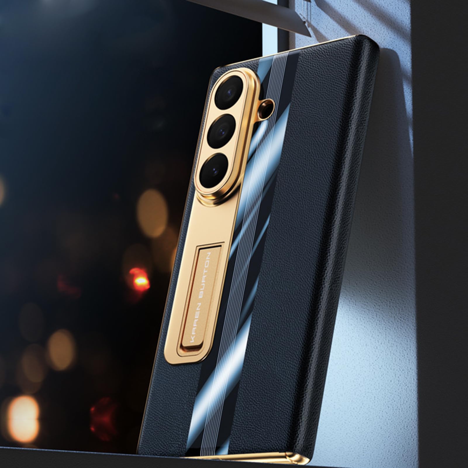 Skóra naturalna etui do Samsung Galaxy Z Fold 7, styl biznesowy niewidoczny stojak Galvano Cover All Including Case, Czerwony, Z Fold 7