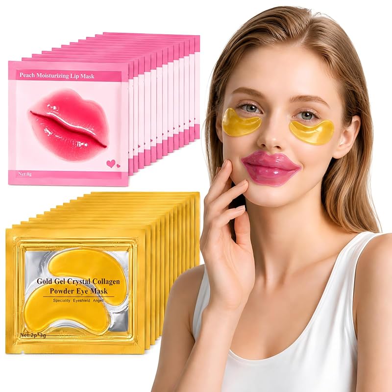 Kit de máscaras de hidrogel para olhos e lábios Tarewoeki, 15 pares + 15 unidades