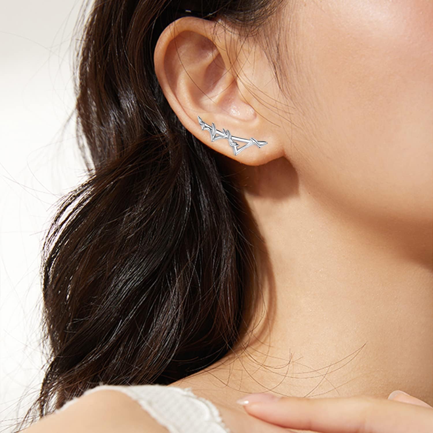 Rock Climbing Gifts Mountain Earrings 925 Sterling Silver Mountain Ear Climbers Earrings Nature Mountain Jewelry Gifts for Women Men - Image 6