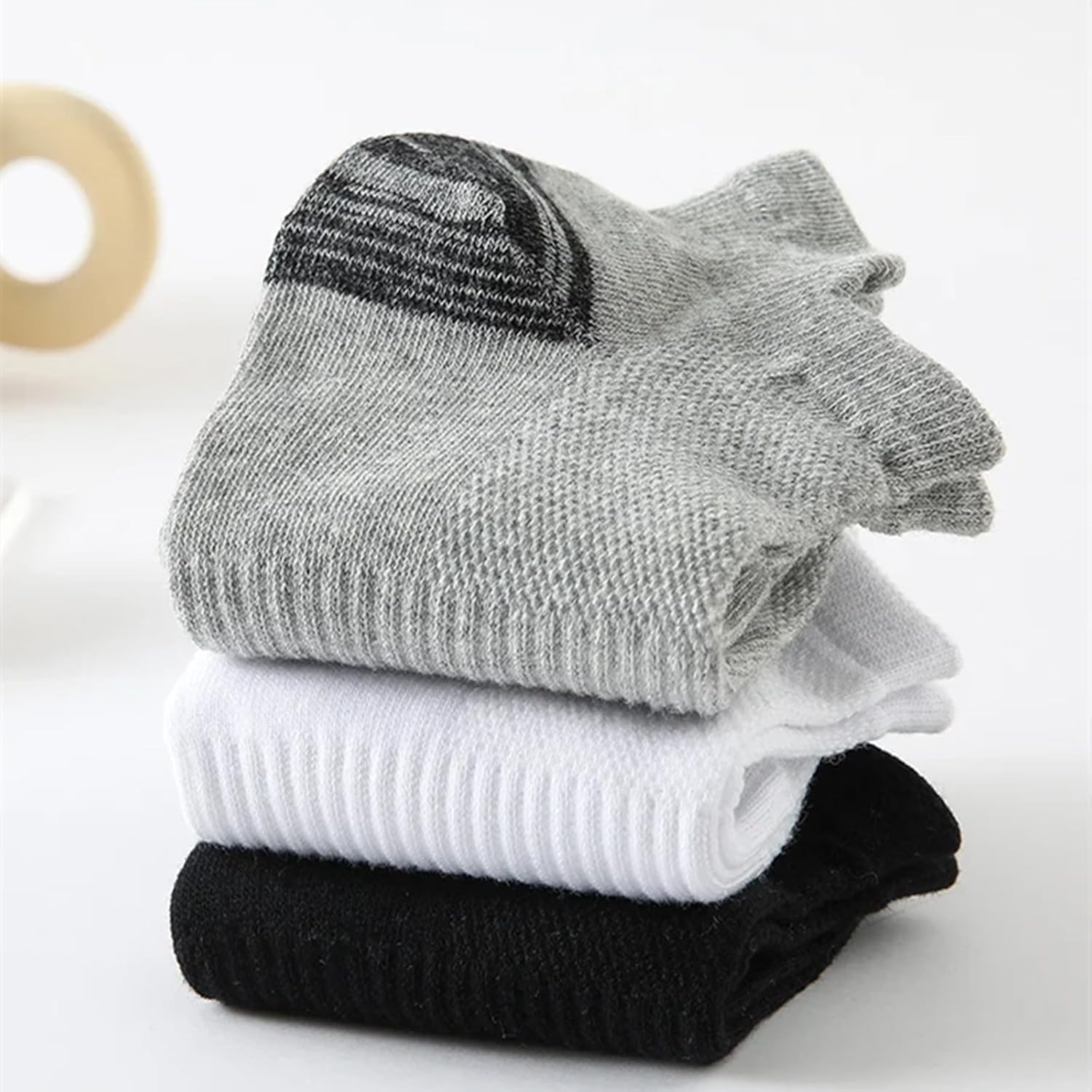 Calcetines 6 Pares De Calcetines Tobilleros para Hombre - Transpirables, Algodón, Calcetines Deportivos,Casual Athletic,Calcetines para Hombre, 3 Grey 3 White, EU44-48 US10-14