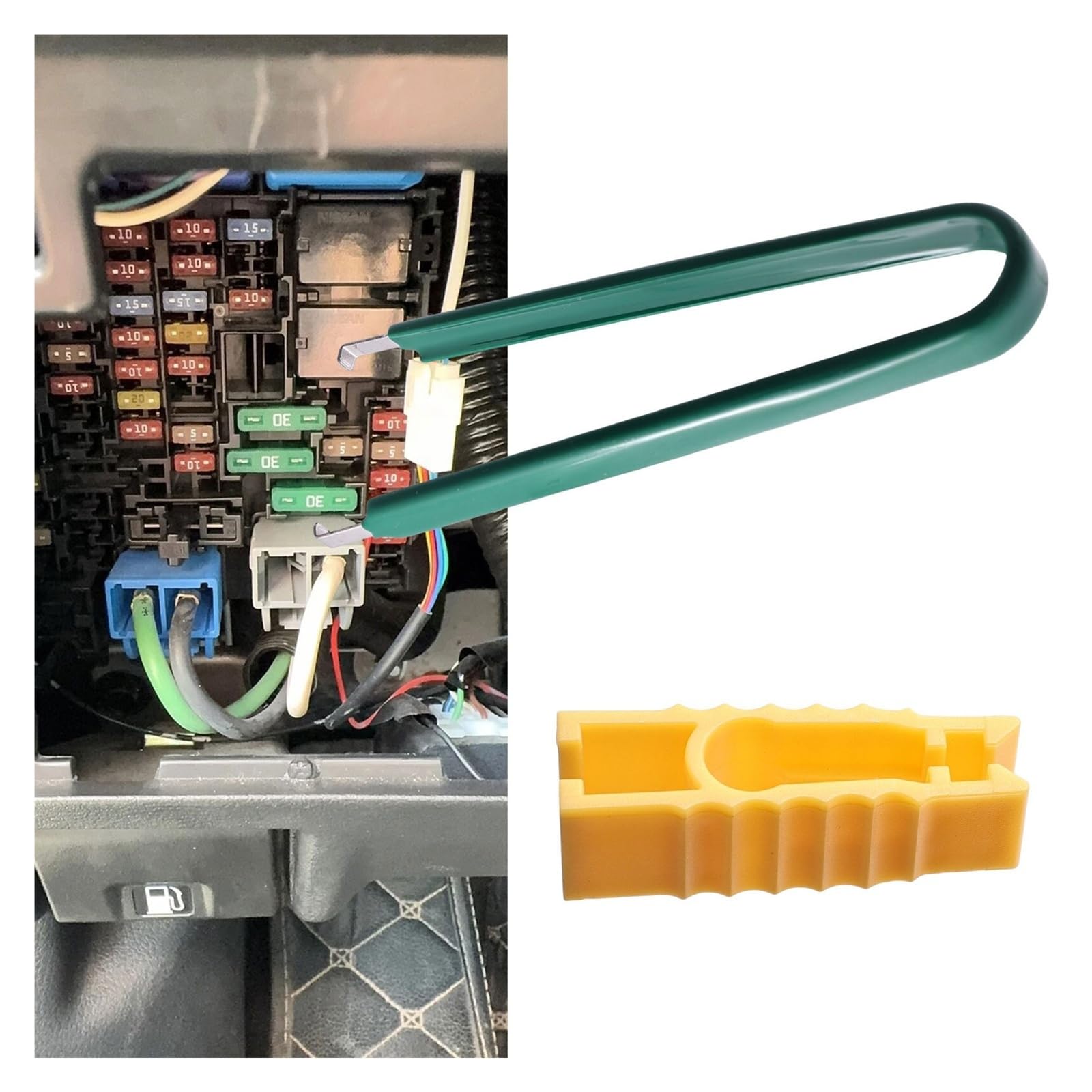 Herramienta extractora de fusibles para coche, hoja de metal de plástico para mini extractor de fugas, clip (A)