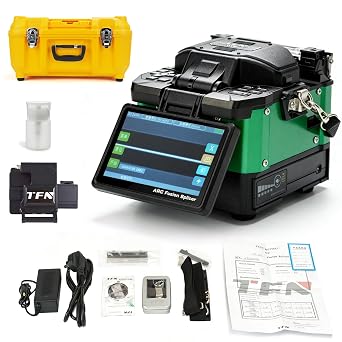 TFN Fiber Optic Fusion Splicer, Core Alignment Splicer with 4-Motor System, 6s Splicing & 15s Heating, 5 HD Touch Screen, Automatic Fiber Splicer with 5200mAh Battery, FTTH Fusion Splicer Kit