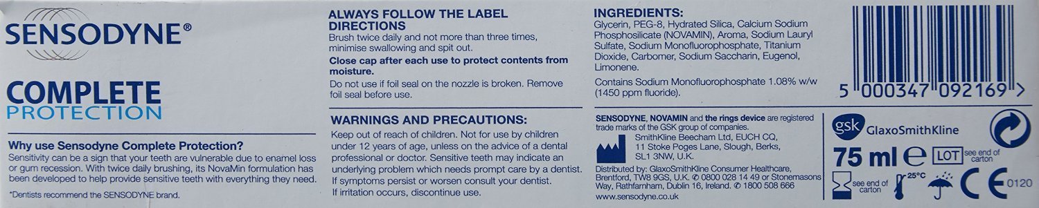 Sensodyne Toothpaste Complete Protection (75ml) - by Sensodyne