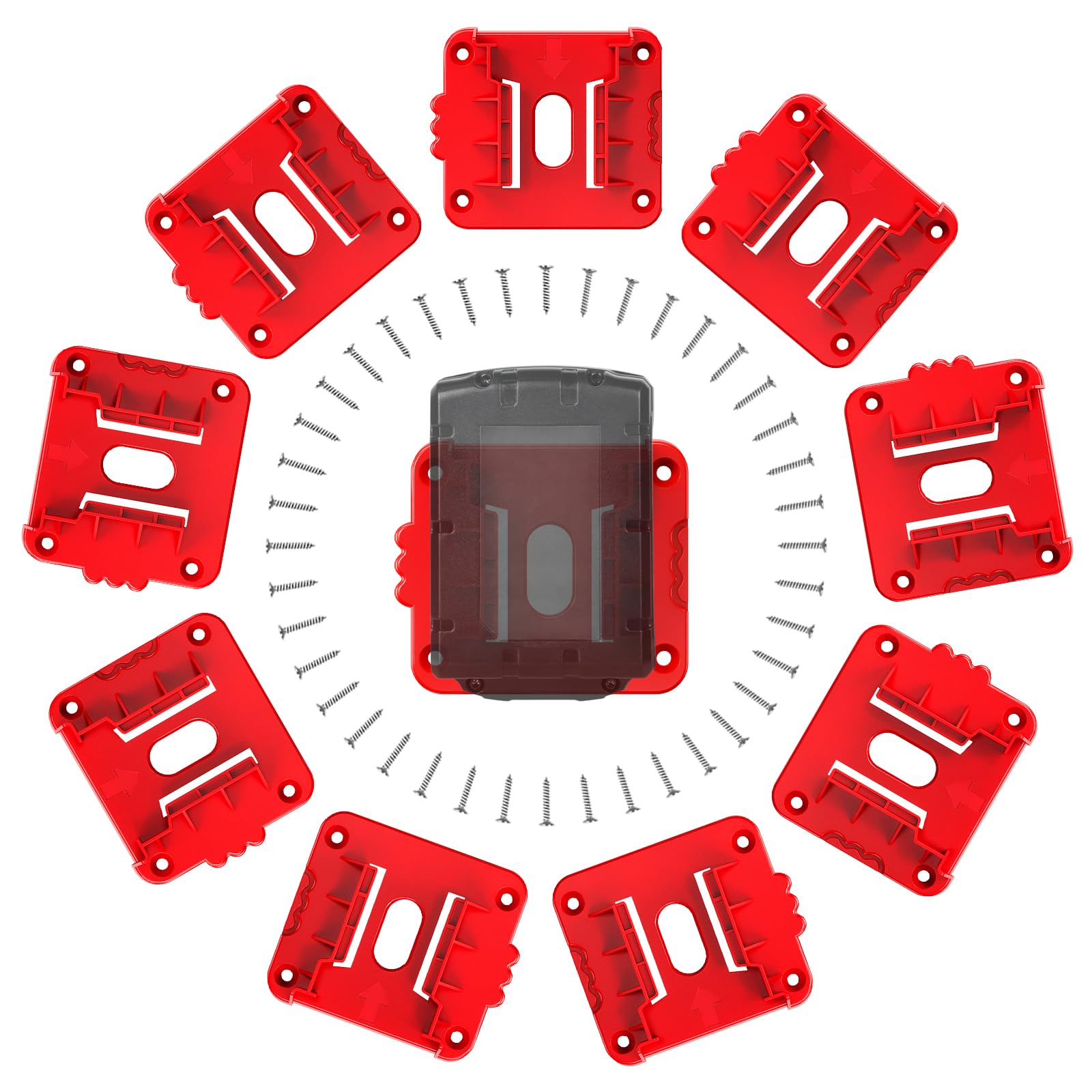 Vibit10 Pack Battery Holders for Milwaukee M18 Batteries Wall Mounted Battery Organizer Heavy-Duty Battery Storage Mount Dock Holder for Workshop Van Shelf Toolbox