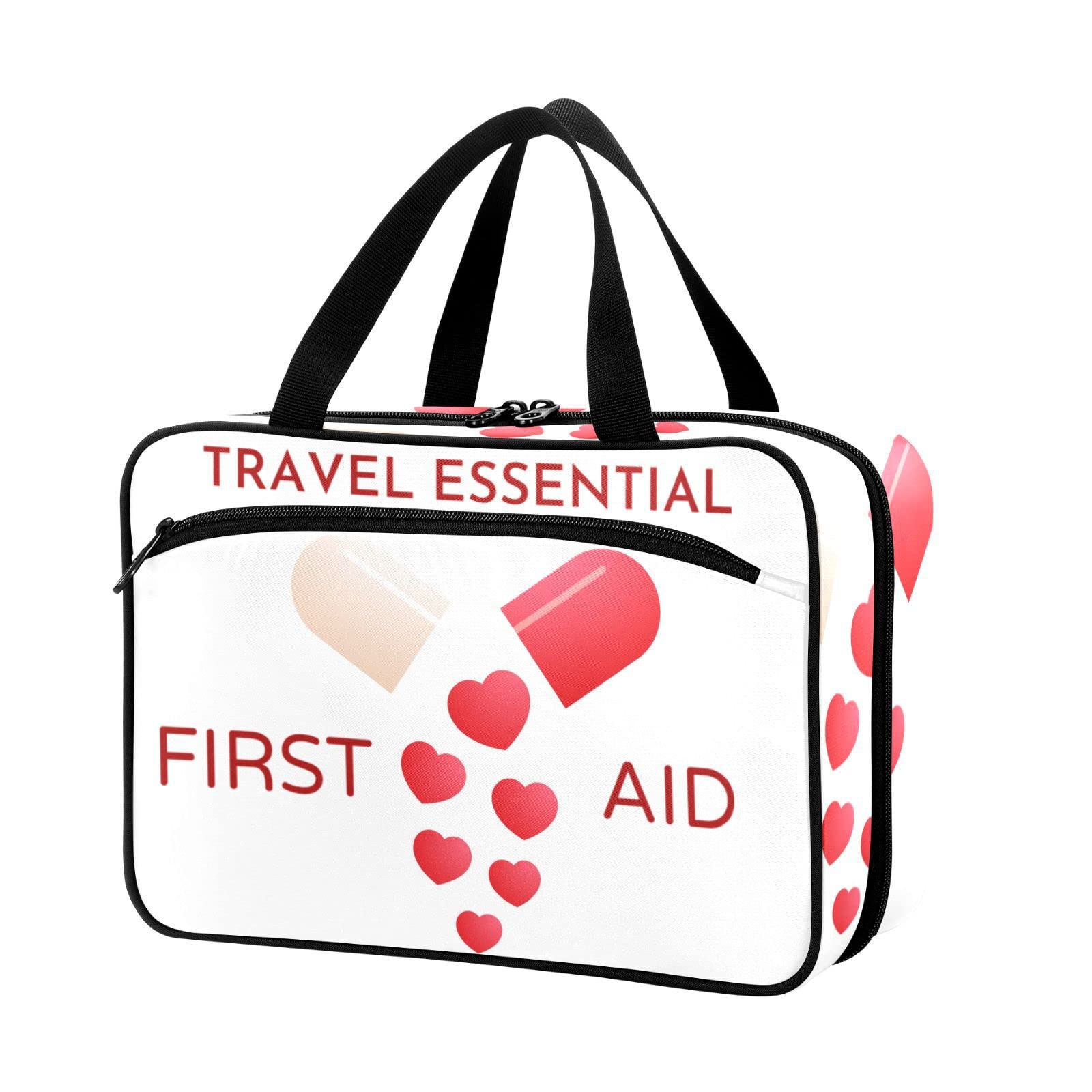 Naanle Pill Organizer Bag Travel Pill Bottle Medicine Organizer Home Storage Medication Bag for Vitamin Supplements, Pill with Hearts Empty First Aid Bag for Car Camping, 1.0 Count
