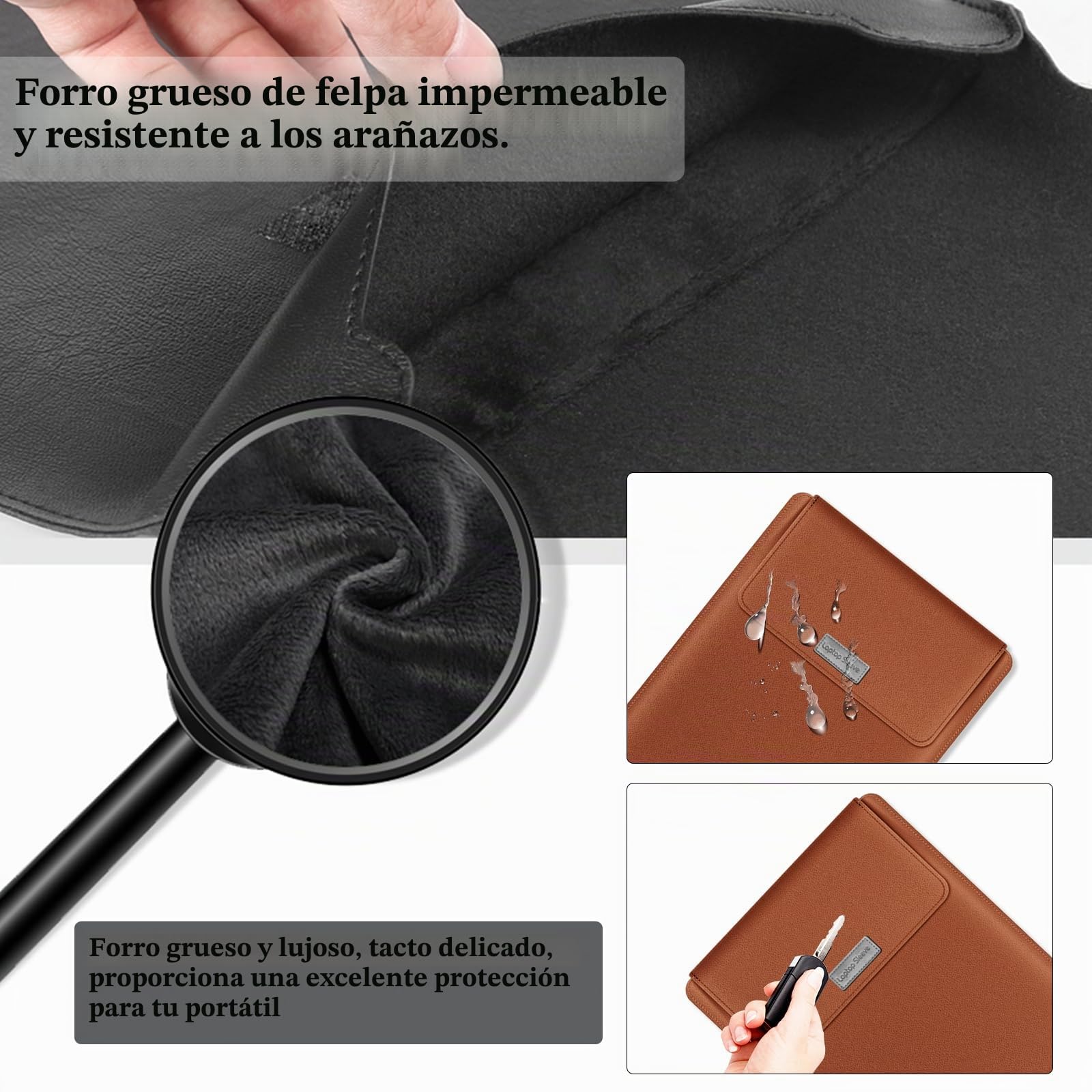 13-14 Pulgada Funda para Portátil Compatible con MacBook Air 13"/Pro 14" (M5 Pro MAX 2026/M4/M3/M2/M1), PU Funda Resistente Protectora Soporte Ratón Alfombrilla Cuero Portátil - Marrón