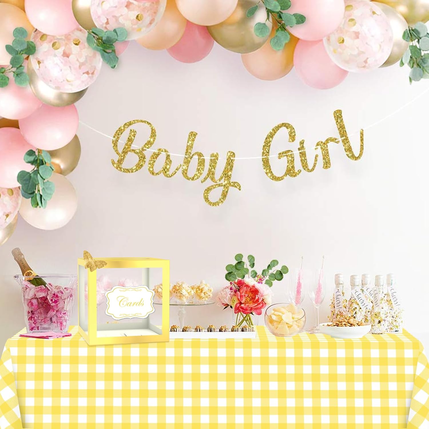 WNINK Gold Cards Box for Birthday, Wedding, Bridal or Baby Shower, Graduation, Anniversaries, Engagement Party Decorations Supplies Money and Cards Receiving Box thumbnail