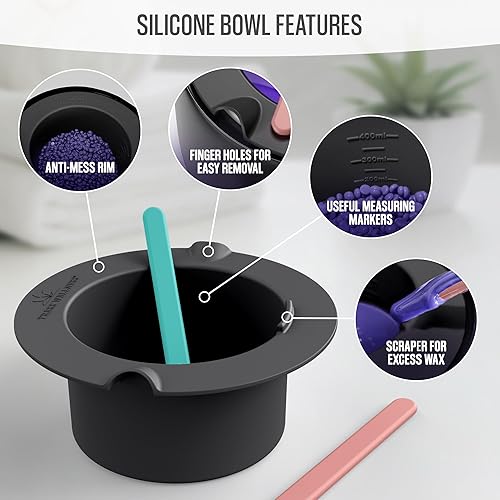 Miniatura 17 de Tress Wellness Calentador de cera de silicona – Cuencos calentadores de cera de silicona fáciles de limpiar con 2 espátulas de silicona compatibles