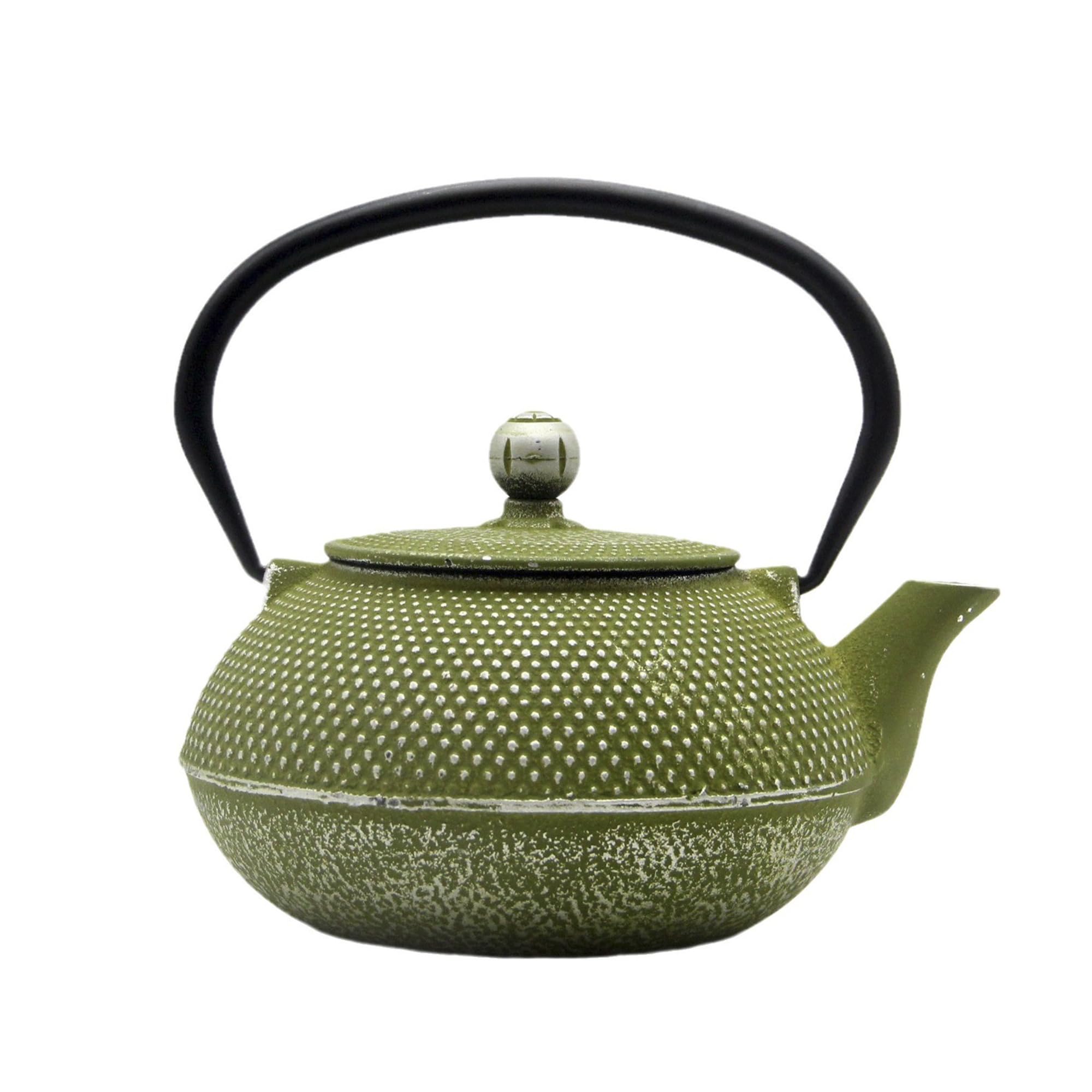 SECHUDO Cast Iron Teapot Tea Kettle with Stainless Steel Infuser for Stovetop Safe Coated with Enameled Interior Japanese Green Tetsubin for Loose Tea