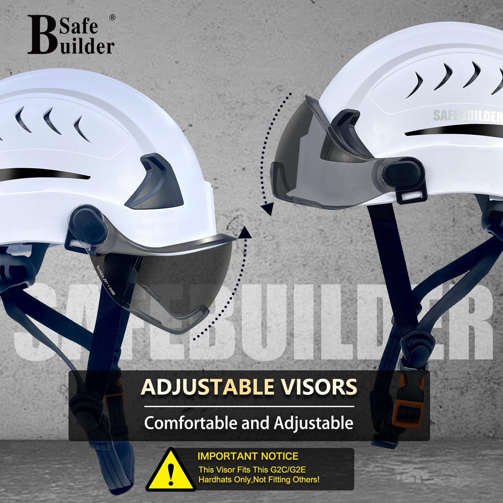 SAFEBUILDER G2C Casque de sécurité ANSI Type 2 Classe C Casque de sécurité avec doublure EPS ventilée Léger pour travaux de construction en hauteur Rescue Industrial OSHA