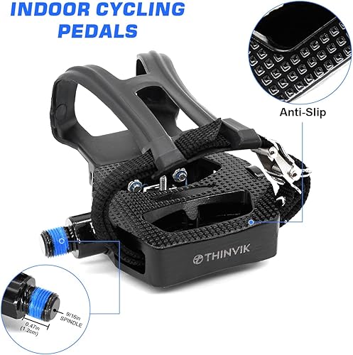 Miniatura 2 de Thinvik Pedales de bicicleta de montaña sin clip para Shimano SPD sistema Dual Platform MTB Clipless Pedales de ciclismo con SPD tacos husillo 2.126