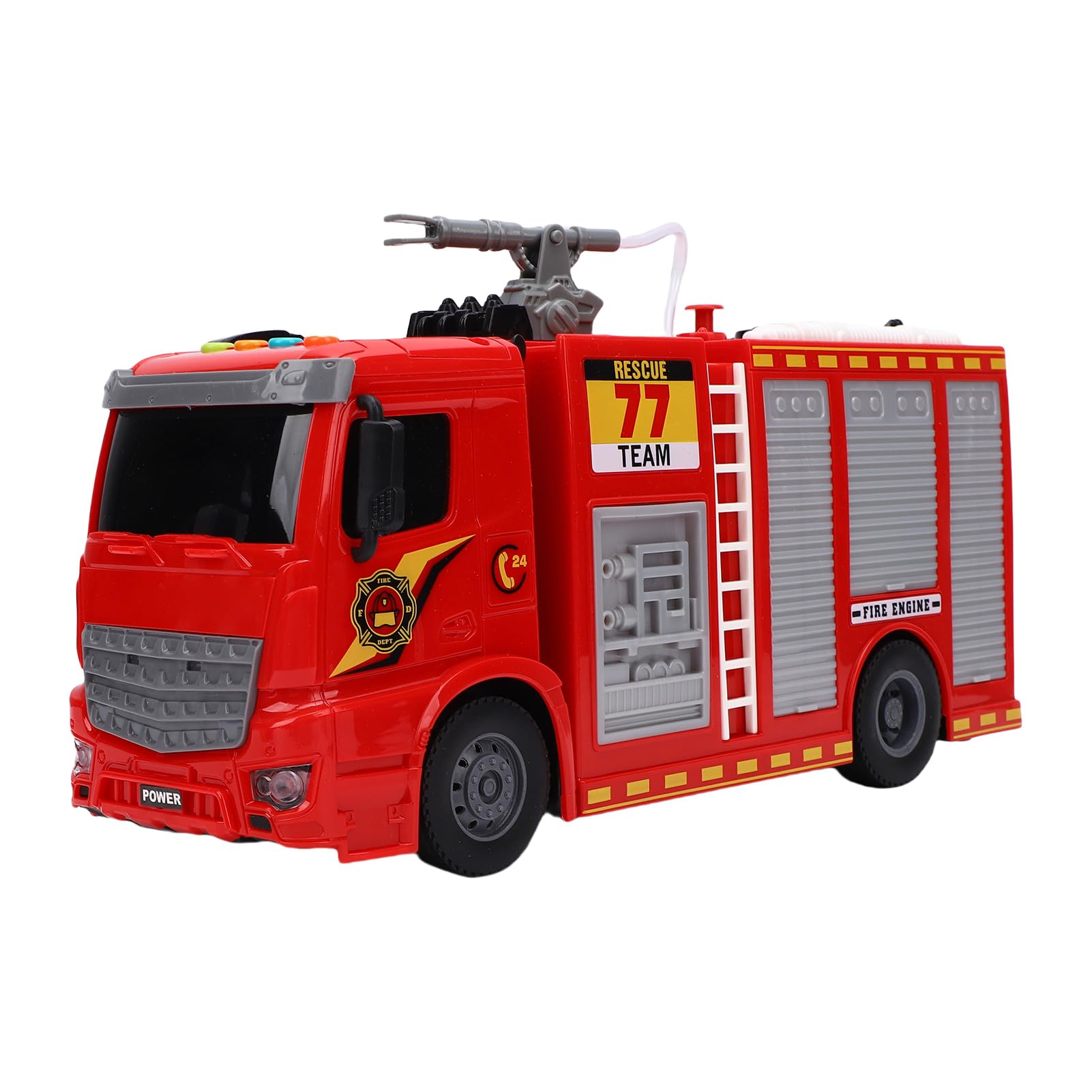 Giocattolo Illuminato del Camion dei Pompieri con Spruzzi D'acqua Interattivi Funzionalità Divertenti per Bambini Dai 3 Ai 6 Anni Plastica 27 X 9 X 15 Cm