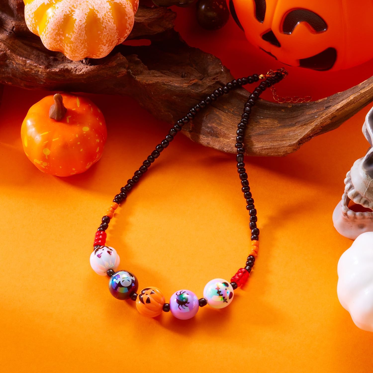 Halloween Bead Necklaces for Women Bead Choker Vampires Necklace Goth Chunky Beaded Necklace Halloween Costume Accessories - Image 4