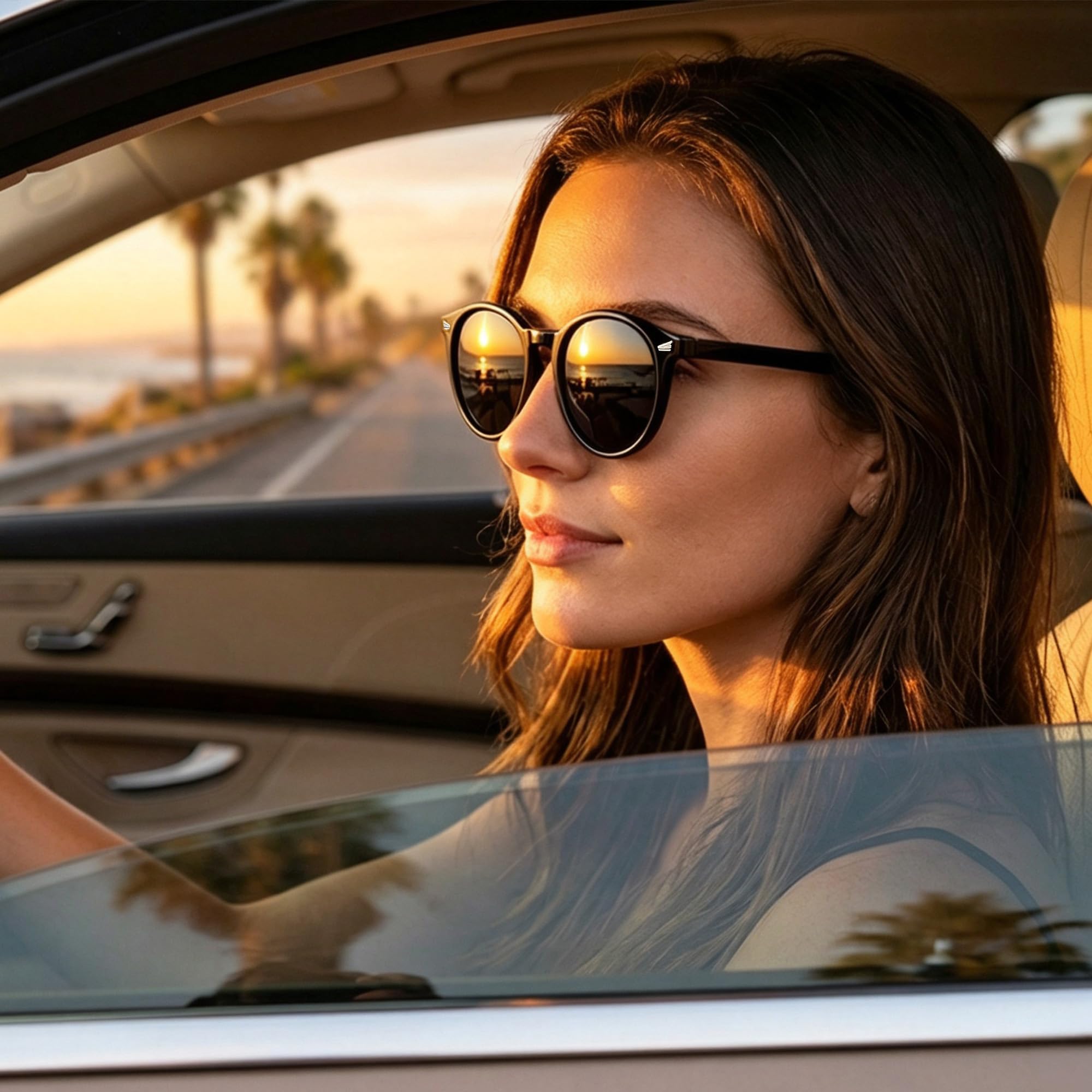 DHSHINE Occhiali da sole polarizzati rotondi classici da donna, stile vintage, protezione UV400 (confezione da 3)