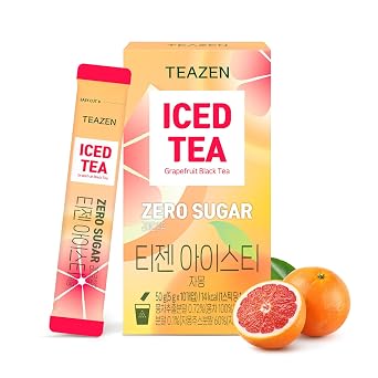 Teazen Grapefruit Iced Tea, Sugar Free, Uva Black Tea, Hydration Powder Drink Mix, 10 Sticks, 1.76oz