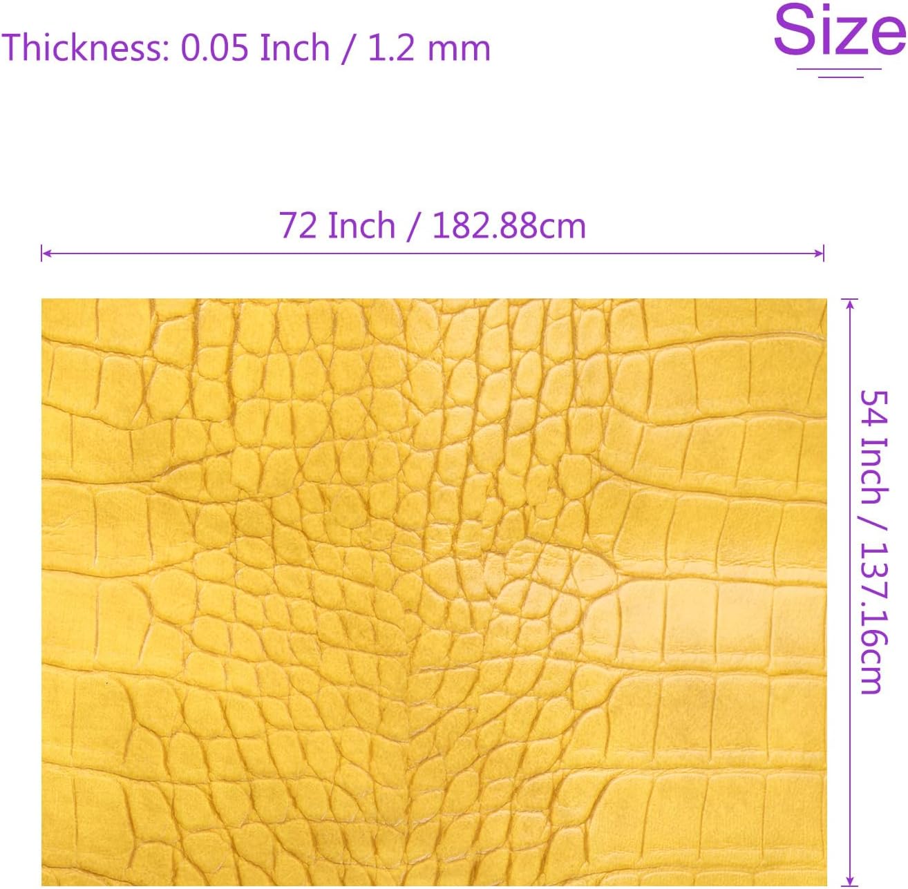 DMiotech Faux Leather Sheet 72 Inch x 54 Inch Alligator Yellow Crocodile Pattern PU Leather Roll for Handmade DIY Craft Projects
