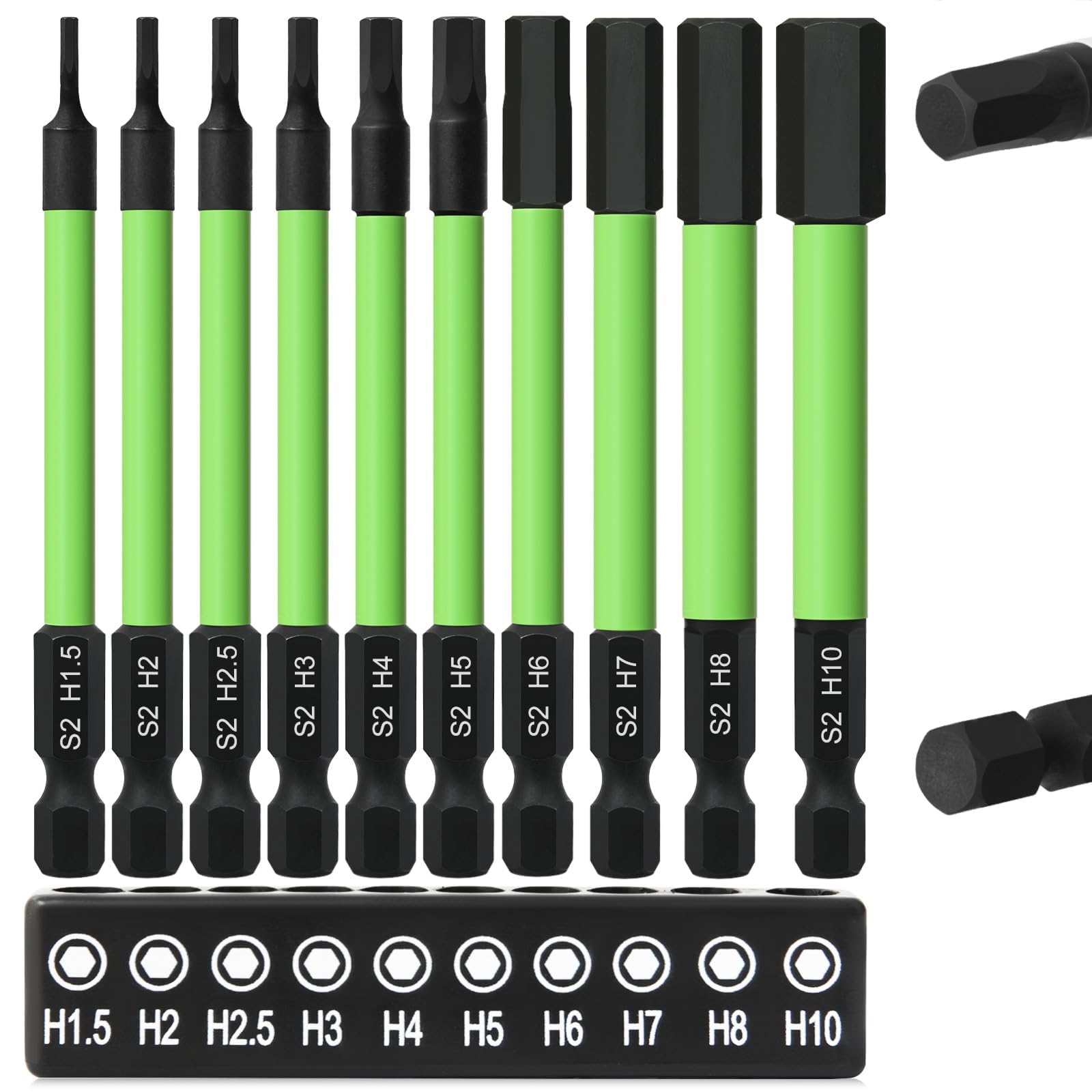 Juego de brocas Allen de impacto H1.5-H10 de 89 mm para no barrer tornillos profundos