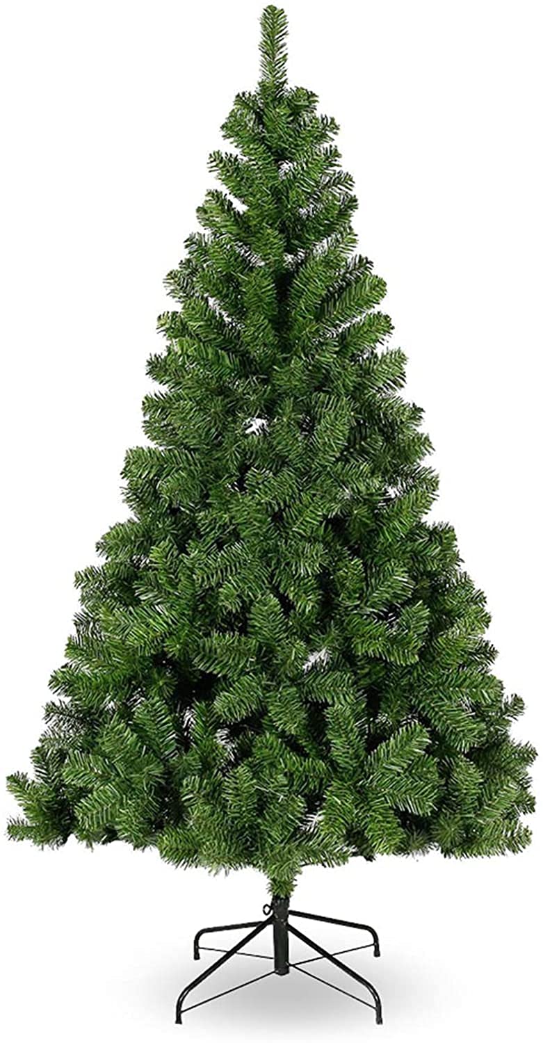 Árbol de Navidad Artificial de PVC, 120CM.150CM.180CM. 210CM, PVC, Hogar Decoración para Navidad, con Soporte de Metálico, Fácil Montaje (Árbol Verde Natural, 180CM)