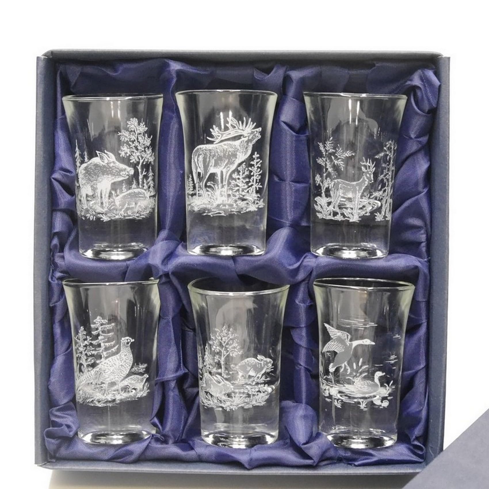 GTK - Geweihe & Trophäen KRUMHOLZ Lot de 6 verres à schnaps - haut - 2 cl dans une boîte cadeau