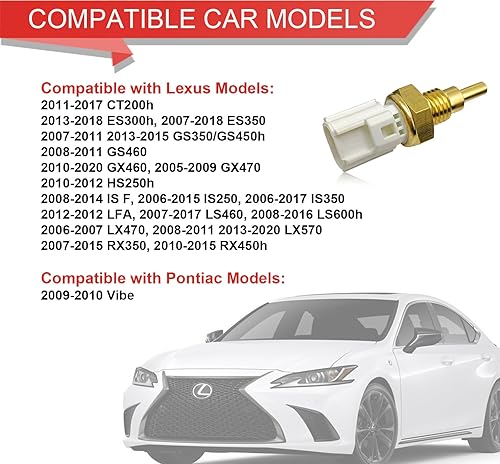 Miniatura 3 de Sensor de temperatura del refrigerante del motor, repuesto # 8942206010 compatible con Lexus ES300h GS460 LS600h T0yota 4Runner Tacoma Camry Corolla