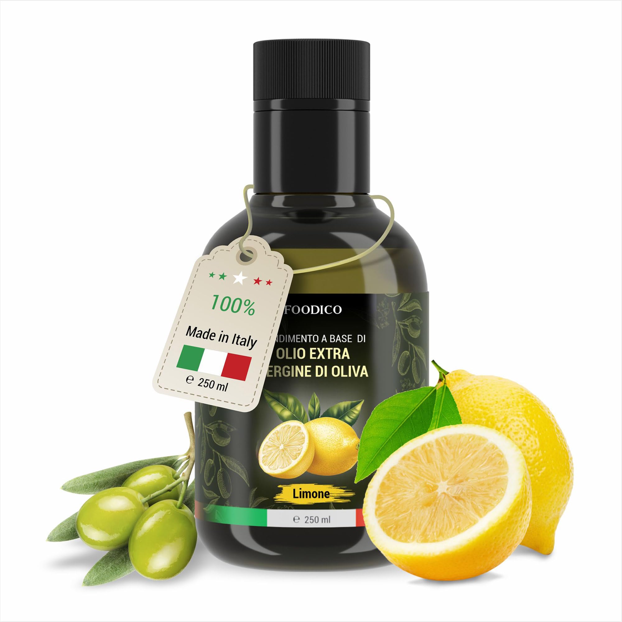 Foodico Olivenöl mit Zitrone | Italienisches Olivenöl Extra Vergine | Zitronen Aroma | 250 ml