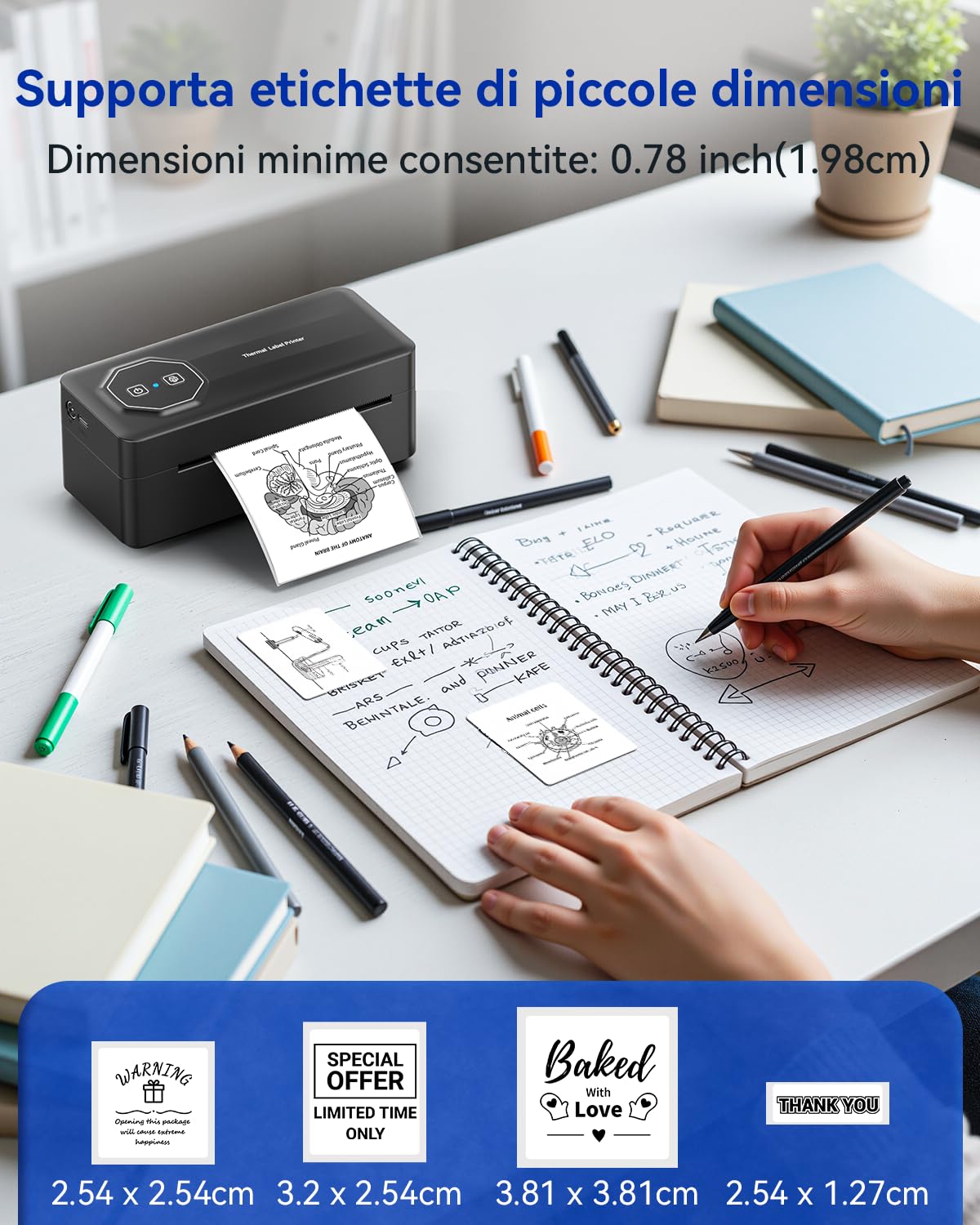 TATTMUSE Stampante termica Bluetooth da 4 x 6 pollici – Stampante per etichette di spedizione compatibile con DHL, Amazon, FedEx, Shopify, Etsy e Royal Mail. Ideale per codici a barre, etichette