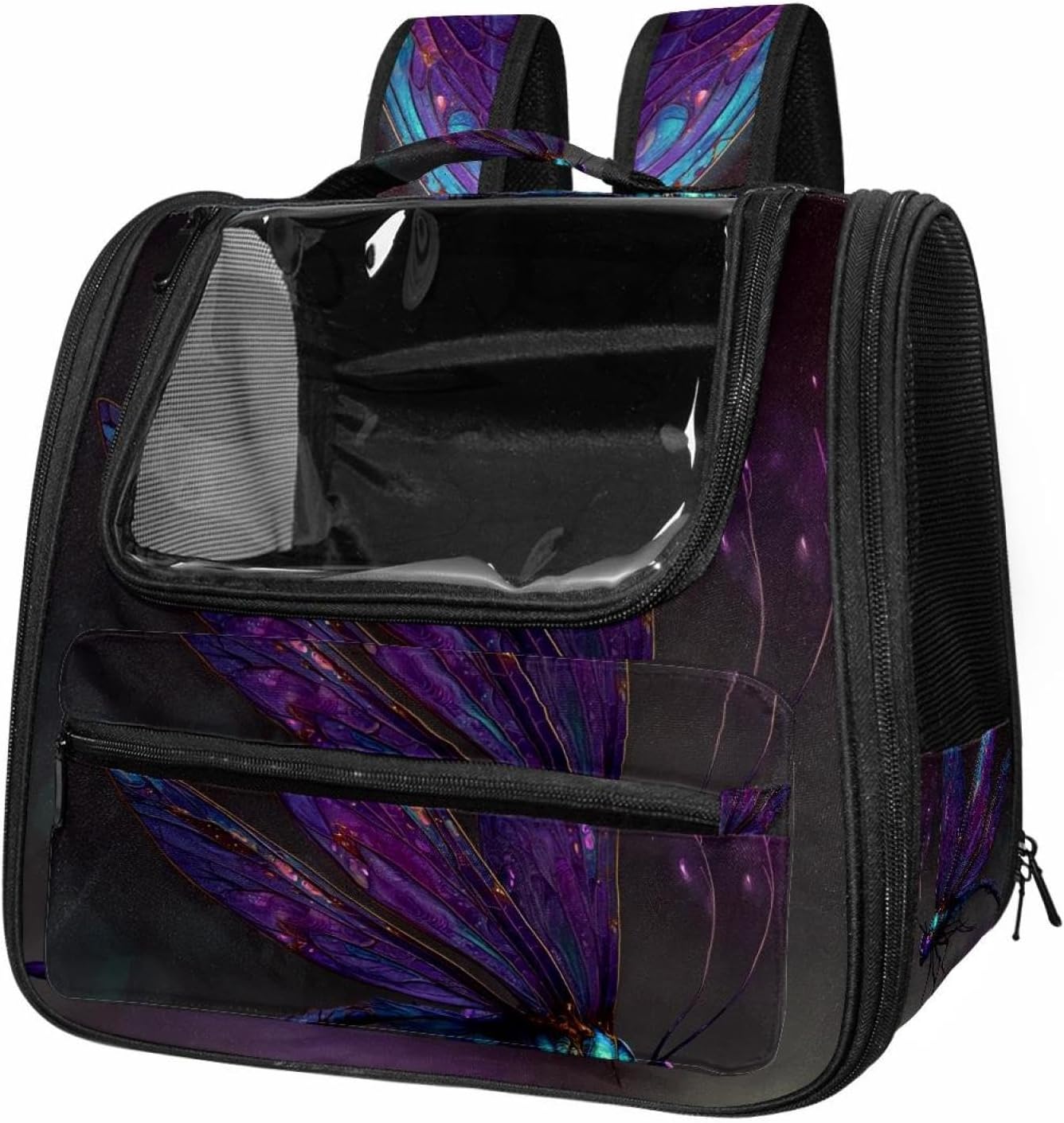 Portable Travel pet Backpack Carrier Hamster Bag Small Dog cat Carrier Breathable Hang Bag, Fantasy Dragonfly (1)