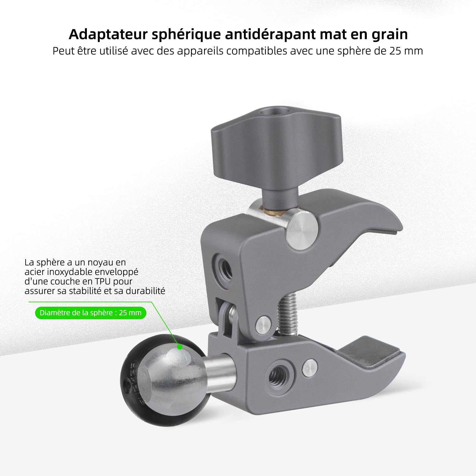 FANAUE Support de téléphone pour Moto avec Base de Montage à rotule d'un Pouce Compatible avec RAM Mounts, Une Plage de Serrage de 13 à 52 mm, adapté aux guidons de Motos et de vélos