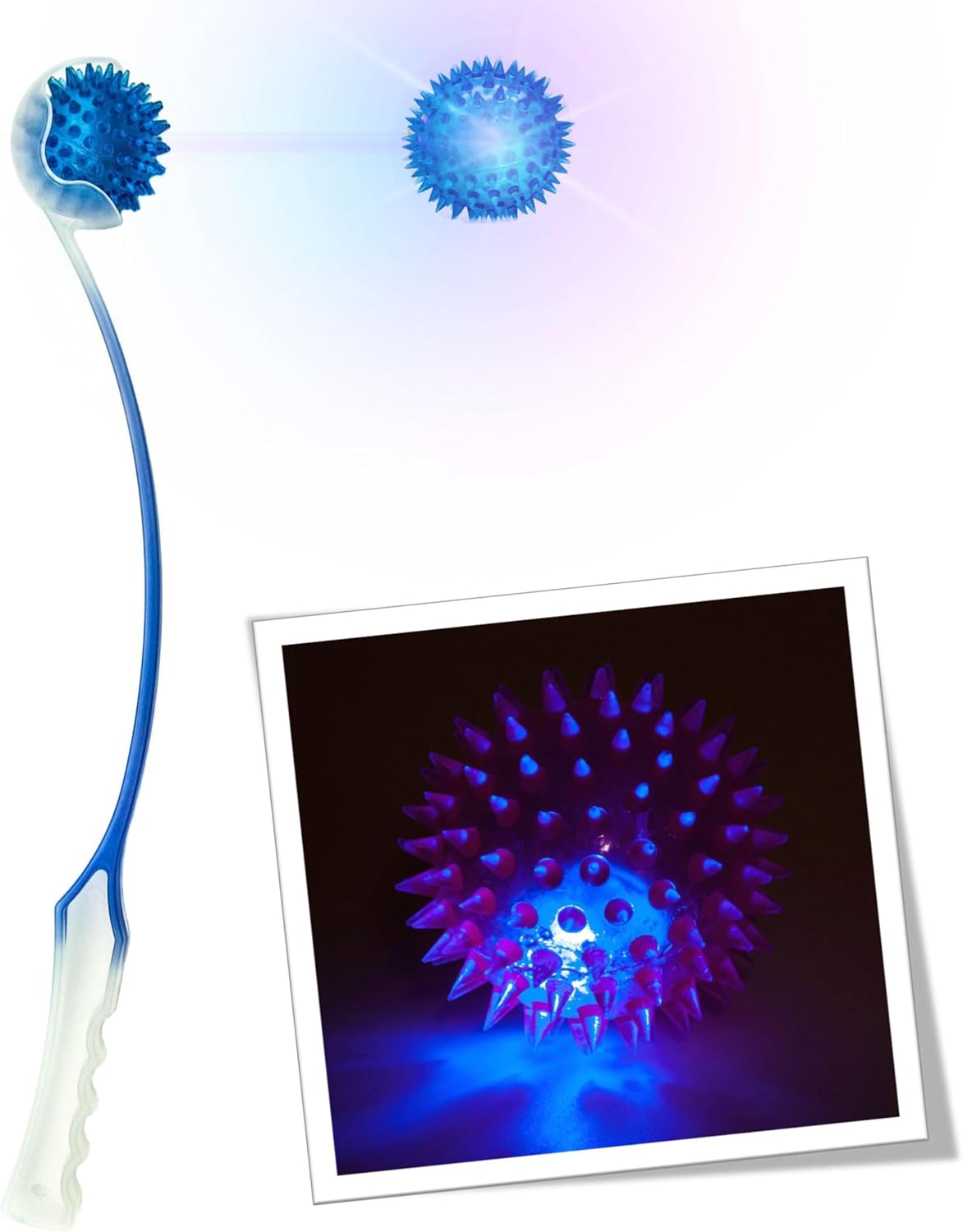 Petopedia 1 x LIGHT UP Dog Ball Thrower Dog Ball Launcher 2 Tone (46 cm