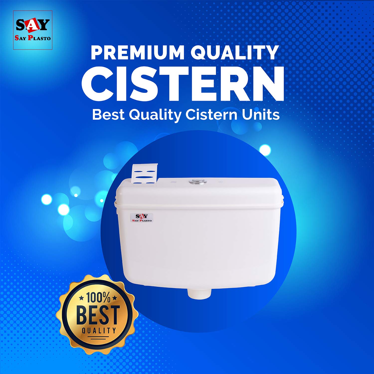 SAY PLASTO Flushing Cistern, Flush Tank, Center Push 10 LTR Capacity, Air Freshner Pocket, Polypropylene Smart PVC Cistern (Cream) 2